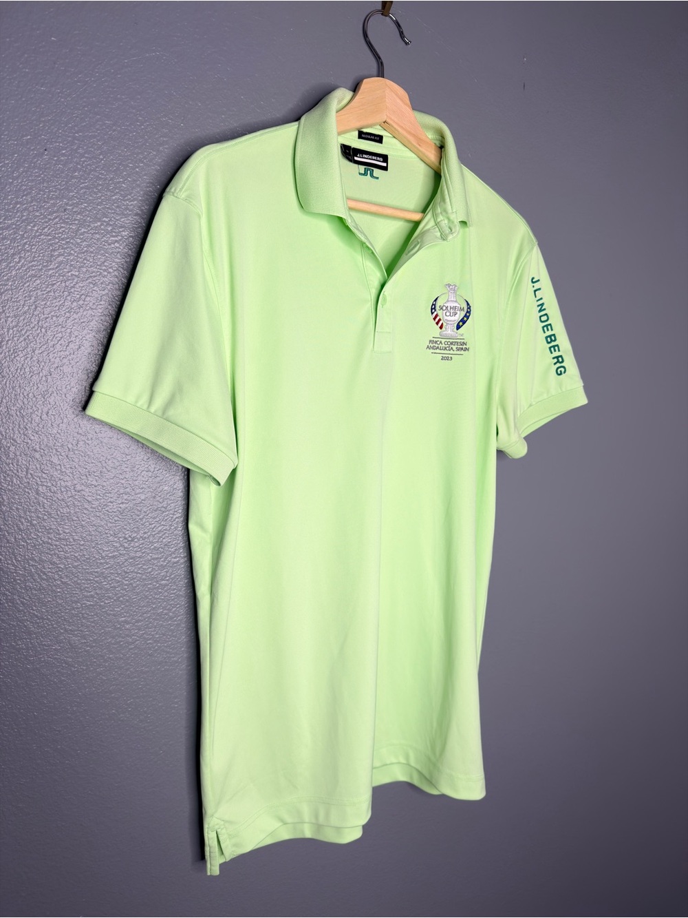 J. Lindeberg Green Golf Polo 2023 Solheim Cup Finca Cortesin Spain Men’s Medium